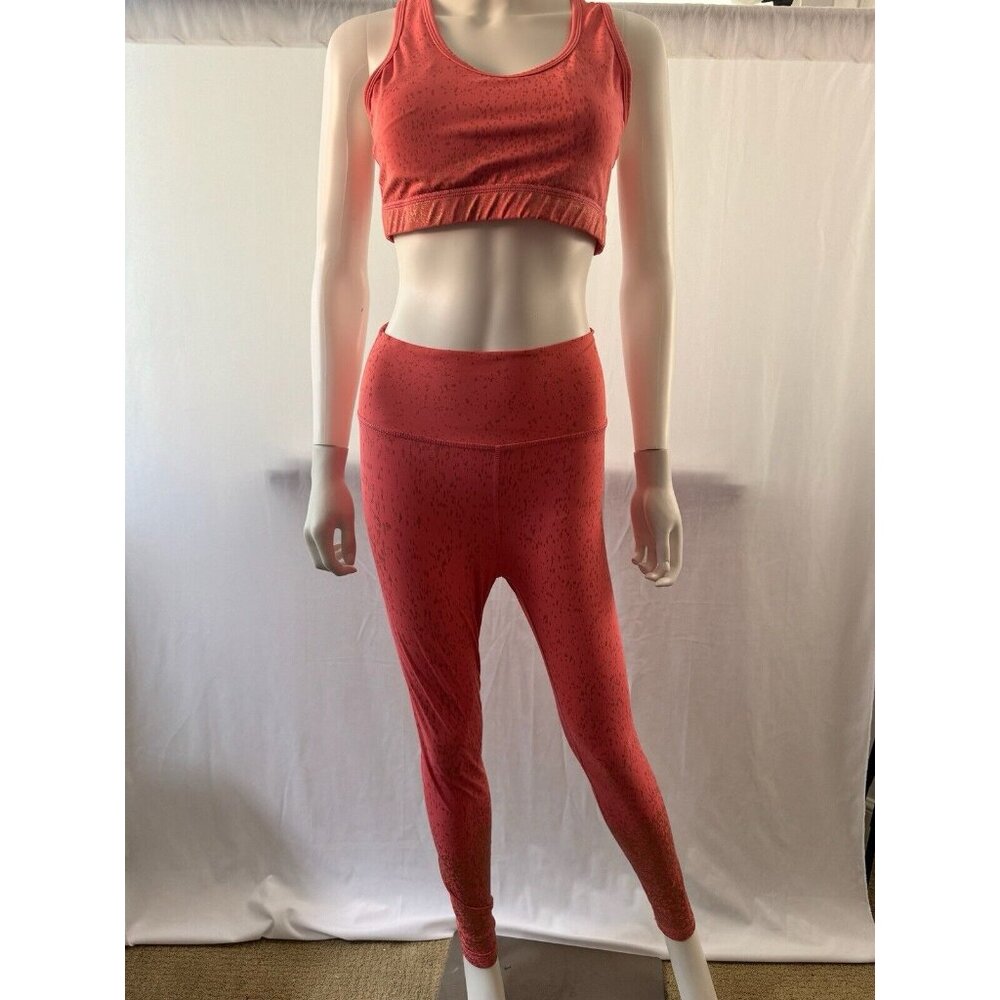 BuffBunny Collection Solid Color Leggings Orange High Elasticity Yoga Suit Set L